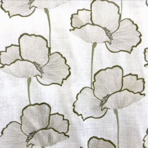 Emotion Basil Green Floral Embroidery Patterned Home Decor Fabric