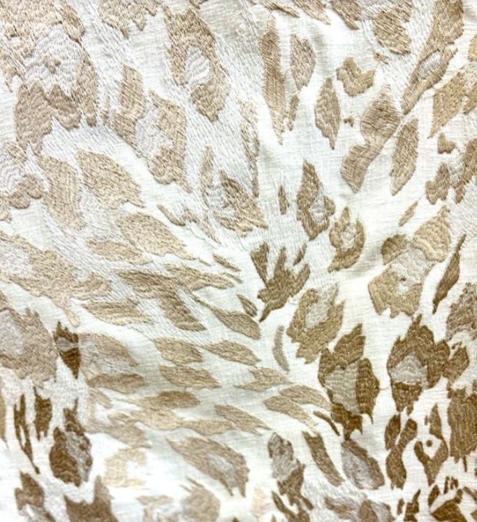 Cheetah Stonewash Metallic Embroidery Patterned Home Decor Fabric