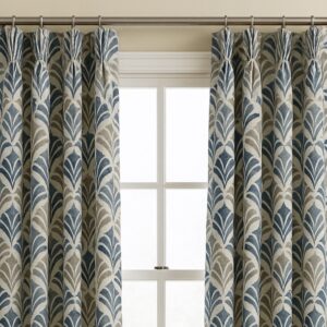 On-the-Move Drapes in Countess Harbor Blue, Cotton, with Fleur-de-lis Scallop Design