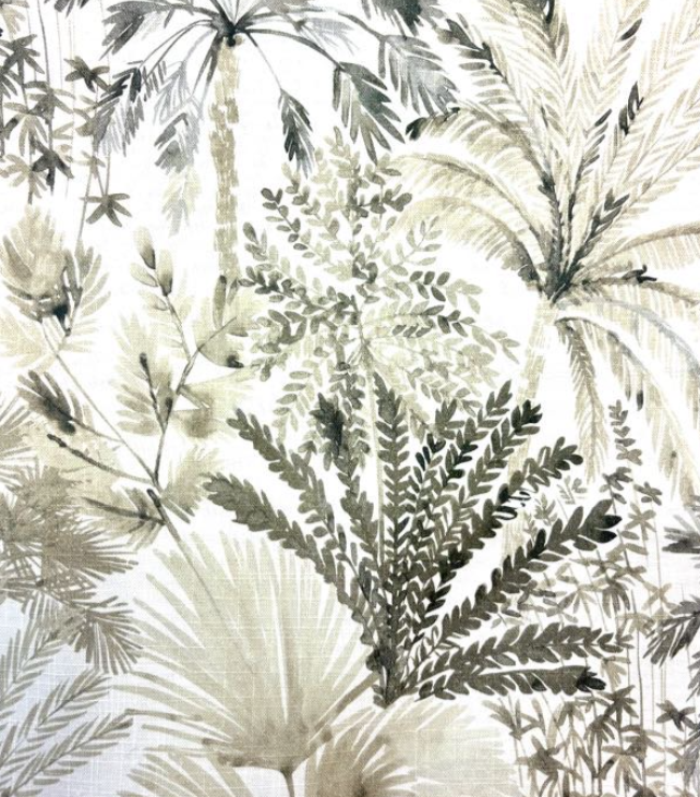 Kalani Palm Stone Gray Leafy Patterned Home Decor Fabric