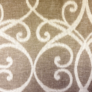Azure Scroll Linen Beige Patterned Home Decor Fabric
