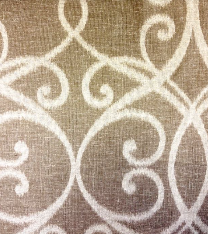 Azure Scroll Linen Beige Patterned Home Decor Fabric