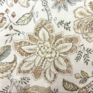 Rosette Cream Floral Patterned Home Decor Fabric