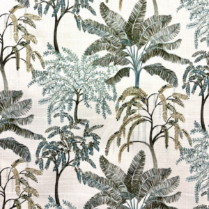 Tallulah Natural Green Tree Patterned Home Decor Fabric