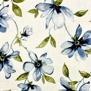 Brielle Indigo Blue Floral Patterned Home Decor Fabric