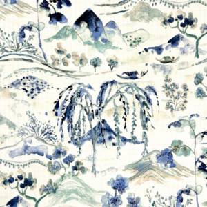 Willa Indigo Scenic Nature Patterned Home Decor Fabric
