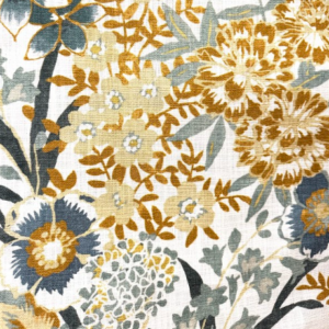 Abloom Golden Floral Patterned Home Decor Fabric