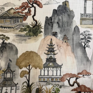 Nikko Asian Toile Antique Grey Patterned Home Decor Fabric