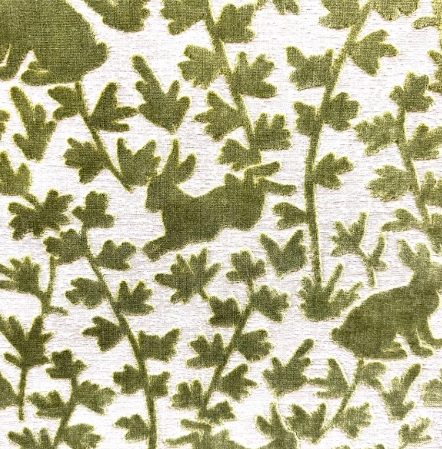 Love Bunny Palm Green Patterned Upholstery Fabric