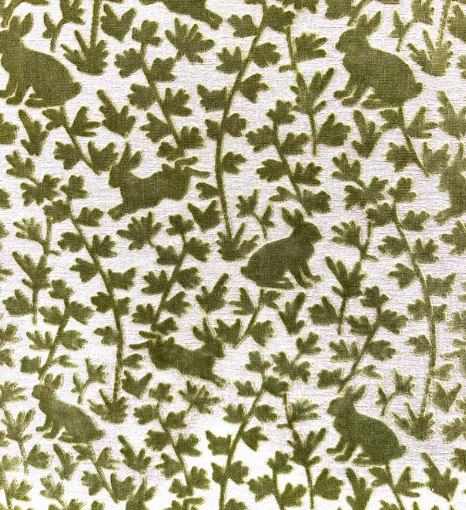 Love Bunny Palm Green Patterned Upholstery Fabric