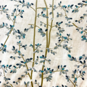 Growing Wild Embroidered Ice Blue Patterned Home Decor Fabric