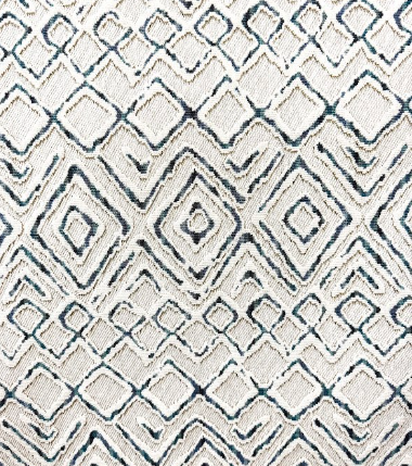 Dixon Aegean Geometrical Navy White Patterned Upholstery Fabric