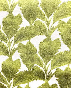 Maldive Belgium Velvet Fern Green Tropical Leaf Patterned Upholstery Fabric