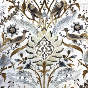Goldfinch Siberian Bird And Floral Botanical Patterned Home Decor Fabric