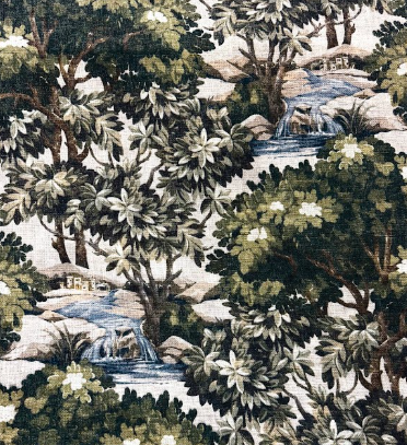 Boreal Forest Land Biome Green Patterned Home Decor Fabric