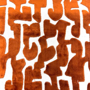 Lanier Brick Orange Abstract Velvet Patterned Upholstery Fabric