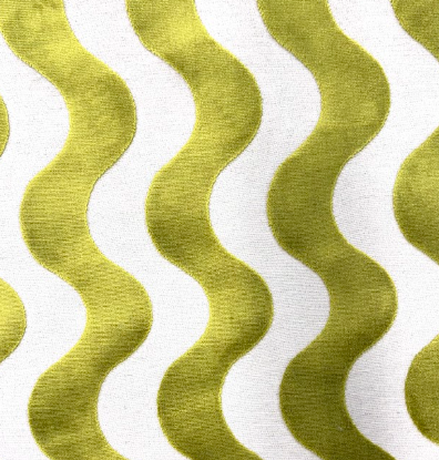 Mayfair Velvet Kiwi Green Wave Patterned Upholstery Fabric