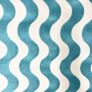 Mayfair Velvet Malibu Blue Wave Patterned Upholstery Fabric