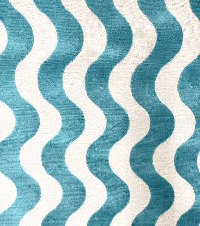 Mayfair Velvet Malibu Blue Wave Patterned Upholstery Fabric