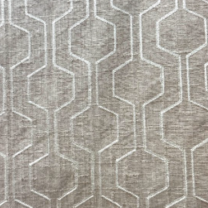 Climber Embroidery Flax Geometrical Tan Patterned Home Decor Fabric