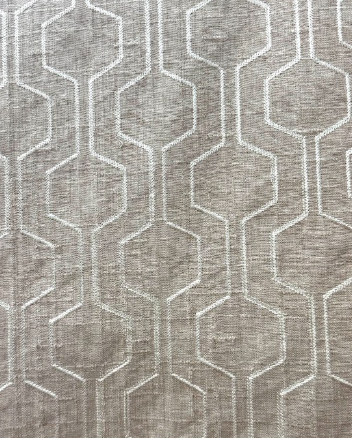 Climber Embroidery Flax Geometrical Tan Patterned Home Decor Fabric