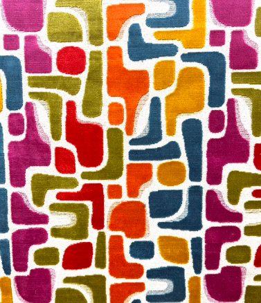 Bravo Confetti Abstract Multi Colored Velvet Patterned Upholstery Fabric