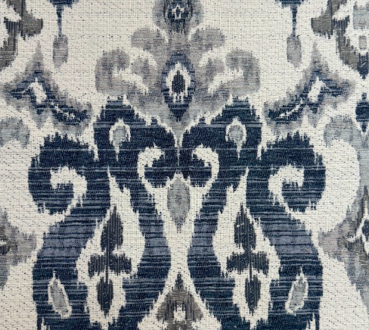 Sandoa Pacific Blue And Cream Oriental Patterned Upholstery Fabric Select Home Collection By Swavelle