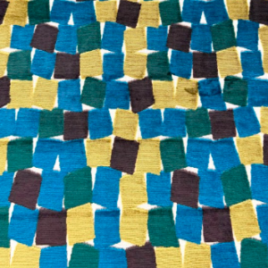 New Velveteen Square 13SSAKI Peacock Geometrical Patterned Upholstery Fabric