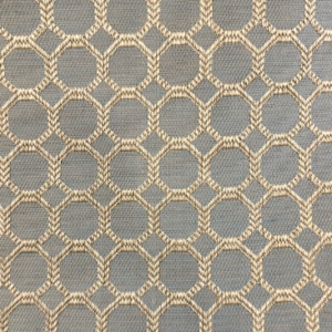 Dax Mineral Blue Grey Hexagon Textured Warp Patterned Upholstery Fabric