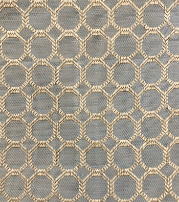 Dax Mineral Blue Grey Hexagon Textured Warp Patterned Upholstery Fabric