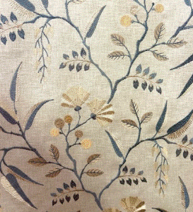 Philocalist Shadow Floral Blue Embroidered Patterned Home Decor Fabric