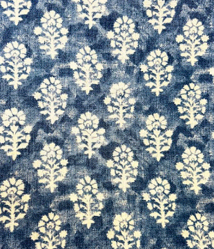 Hannah 50 Bluebell Dark Denim Floral Patterned Home Decor Fabric