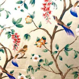 Seymour Pistachio Woodland Green Sateen Base Patterned Home Decor Fabric