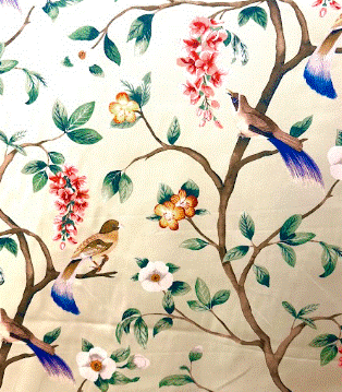 Seymour Pistachio Woodland Green Sateen Base Patterned Home Decor Fabric