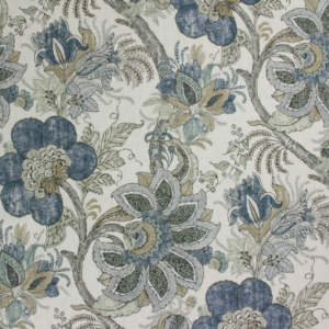 Dryden Bluestone Flower Patterned Upholstery Fabric Platinum Collection By Richloom