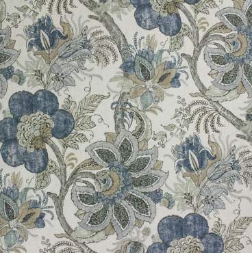 Dryden Bluestone Flower Patterned Upholstery Fabric Platinum Collection By Richloom