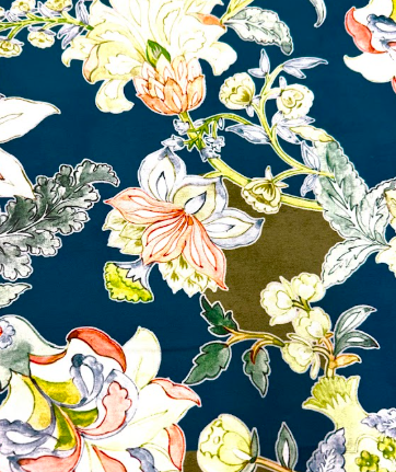 Whitman Floral Teal Patterned Home Decor Fabric