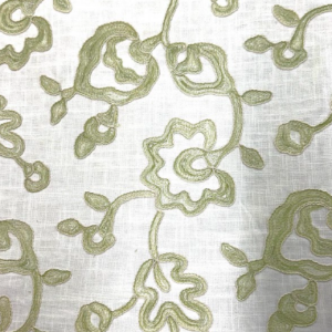 Modesto Garden Embroidery Fern Green Patterned Home Decor Fabric