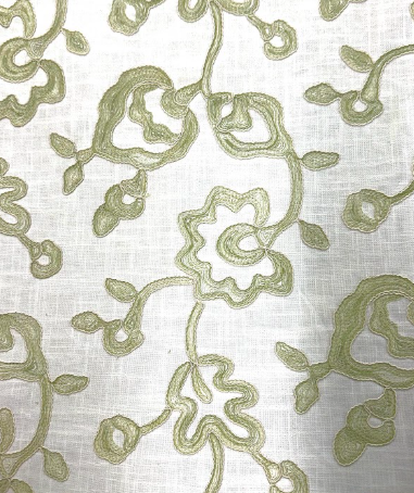 Modesto Garden Embroidery Fern Green Patterned Home Decor Fabric